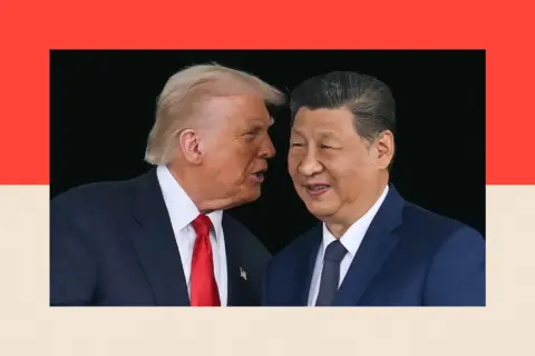 AFP via Getty Images US President Donald Trump (L) talks to China's President Xi Jinping 